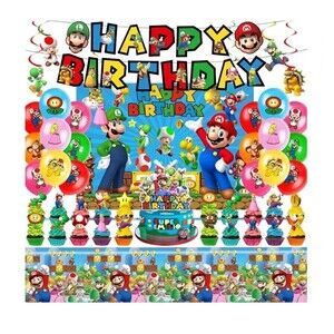 Super Mario Bros. Game Theme Birthday Party Decorate Supplies Set